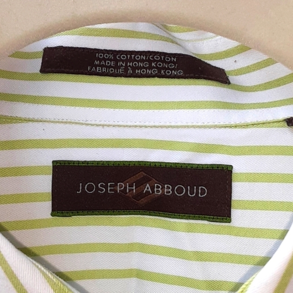 Mens Joseph Abboud Button Down Shirt. Yellow and White. - Picture 3 of 5